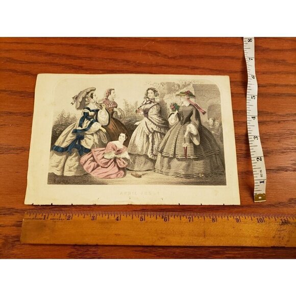 Antique Godeys Print Victorian Fashion 1859 April Fool - Picture 5 of 5